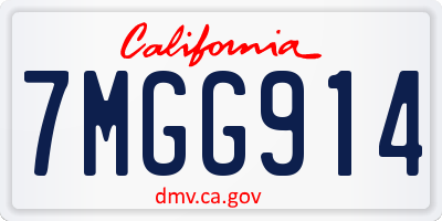 CA license plate 7MGG914