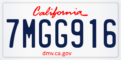 CA license plate 7MGG916