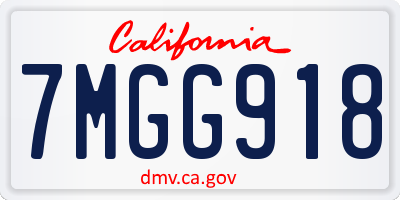 CA license plate 7MGG918