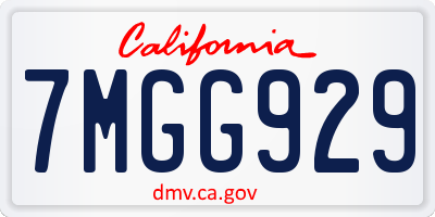 CA license plate 7MGG929