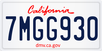 CA license plate 7MGG930