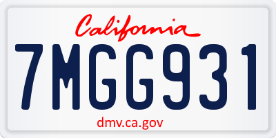 CA license plate 7MGG931