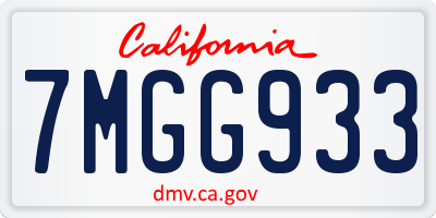 CA license plate 7MGG933