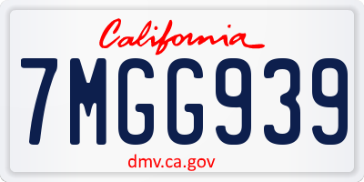 CA license plate 7MGG939