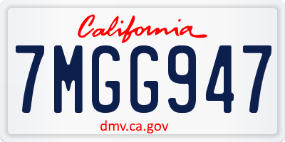 CA license plate 7MGG947