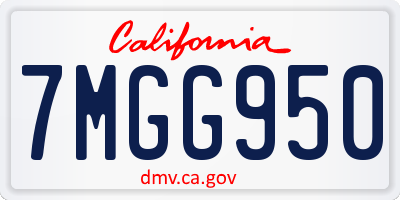 CA license plate 7MGG950