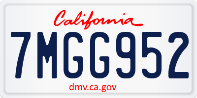 CA license plate 7MGG952