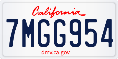 CA license plate 7MGG954