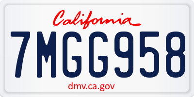 CA license plate 7MGG958