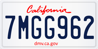 CA license plate 7MGG962