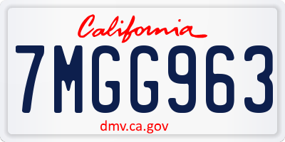 CA license plate 7MGG963
