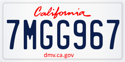 CA license plate 7MGG967