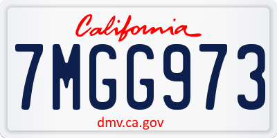 CA license plate 7MGG973