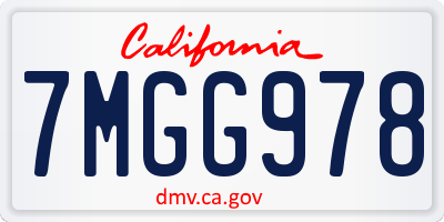 CA license plate 7MGG978