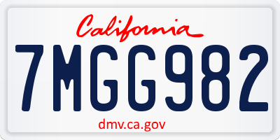 CA license plate 7MGG982