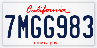 CA license plate 7MGG983
