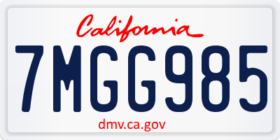 CA license plate 7MGG985