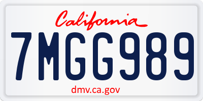 CA license plate 7MGG989