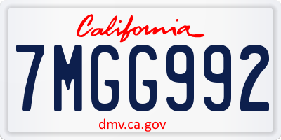 CA license plate 7MGG992