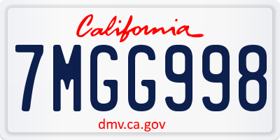 CA license plate 7MGG998