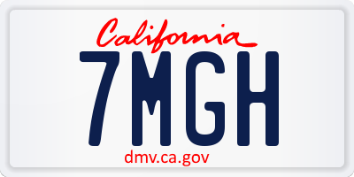 CA license plate 7MGH