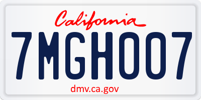 CA license plate 7MGH007