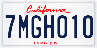 CA license plate 7MGH010