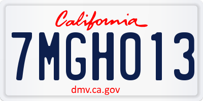 CA license plate 7MGH013