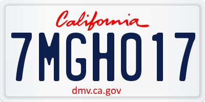 CA license plate 7MGH017