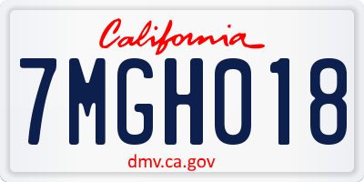 CA license plate 7MGH018