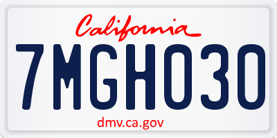 CA license plate 7MGH030