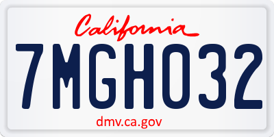 CA license plate 7MGH032