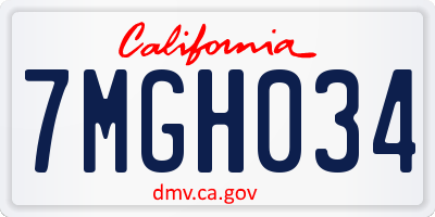CA license plate 7MGH034