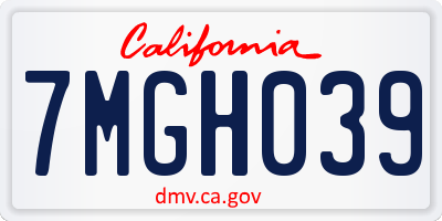 CA license plate 7MGH039