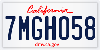 CA license plate 7MGH058