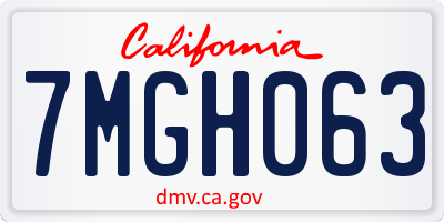 CA license plate 7MGH063