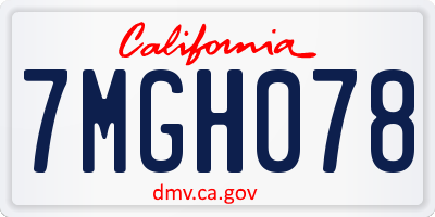 CA license plate 7MGH078