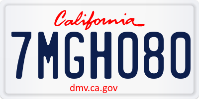 CA license plate 7MGH080