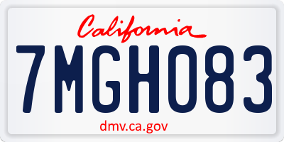 CA license plate 7MGH083