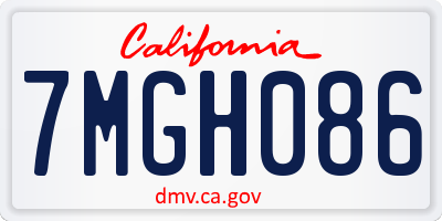 CA license plate 7MGH086