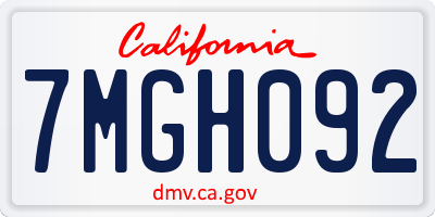 CA license plate 7MGH092