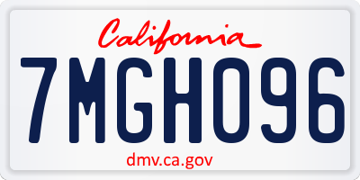 CA license plate 7MGH096