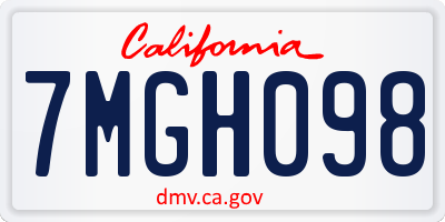 CA license plate 7MGH098