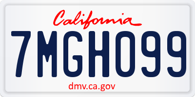 CA license plate 7MGH099