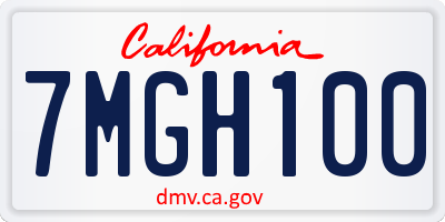 CA license plate 7MGH100
