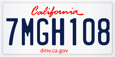 CA license plate 7MGH108