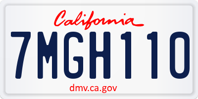 CA license plate 7MGH110