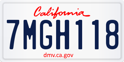 CA license plate 7MGH118