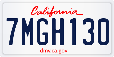 CA license plate 7MGH130