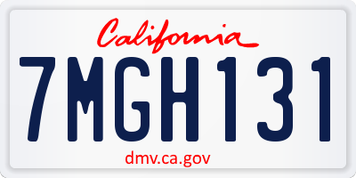 CA license plate 7MGH131